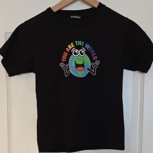 Balenciaga Kids Black Rainbow 'You Are The World' Graphic Tee